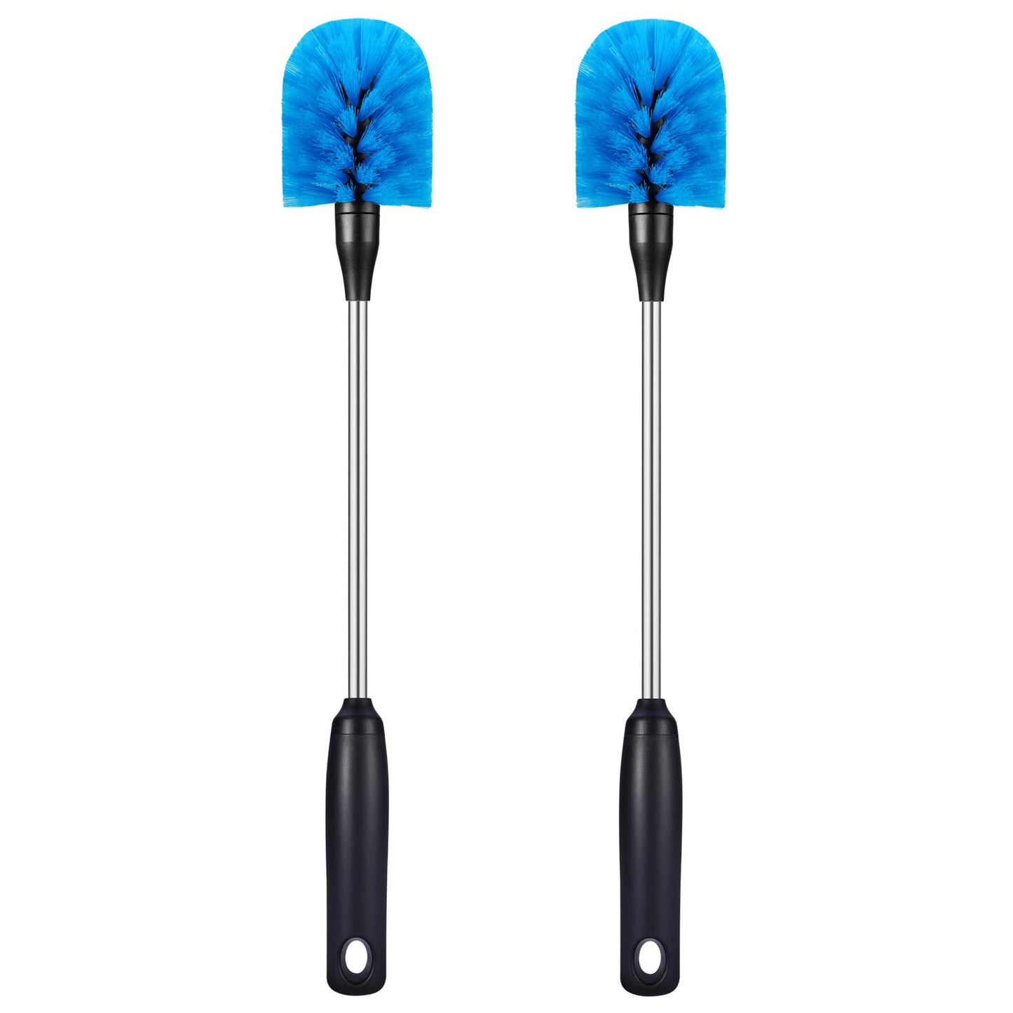 MOSOLAN Stainless Steel Bottle Brush with Replaceable Head, 2 Pack Long Handle Scrubbing Brush for Water Bottles, Glasswares, Mugs, Flasks, Tumblers, Vases, and Kitchen Sink, Blue, 15 in