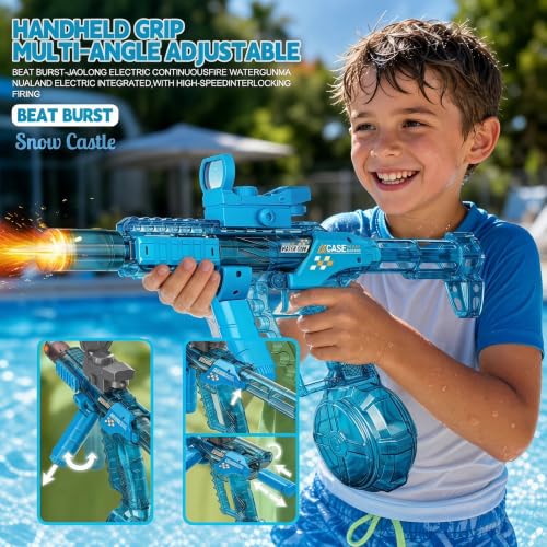 Electric Water Gun with LED Light, Long Range 26-31 Inches, Rechargeable Summer Pool Toy for Kids & Adults