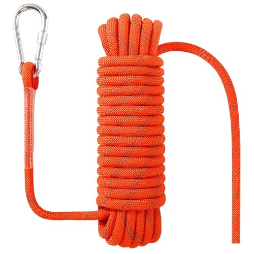Marine Rope with Hook 3/8 Inch x 32 Feet Floating Reflective Red - Durable & Buoyant