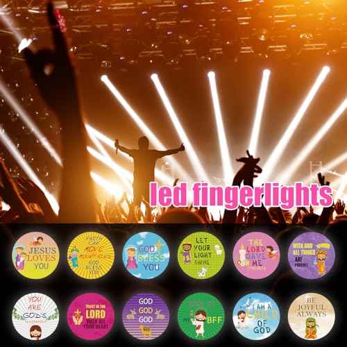 Tuanse 36 Pcs Christmas Christian Finger Lights Gifts Bulk Christian Bible Jesus Church Finger Flashlights Glow in The Dark Religious Inspirational Party Favors for Kids Christmas Halloween Gifts