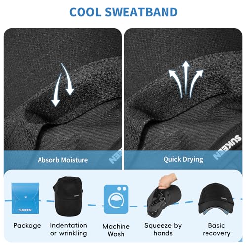 Unstructured Baseball Cap for Women and Men - Lightweight Running Hat - Black