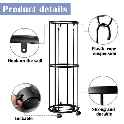 RunNico Columnar Vertical Ball Racks- 40x13.2 Inch Rolling Basketball Holder Wall Mount-Garage Sports Ball Storage for Indoor Rooms and Gyms