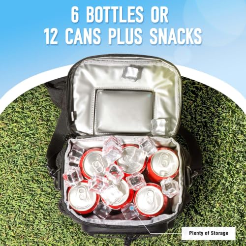 Insulated Golf Cart Cooler Bag Blue 12 Can Keep Drinks Cold & Leakproof