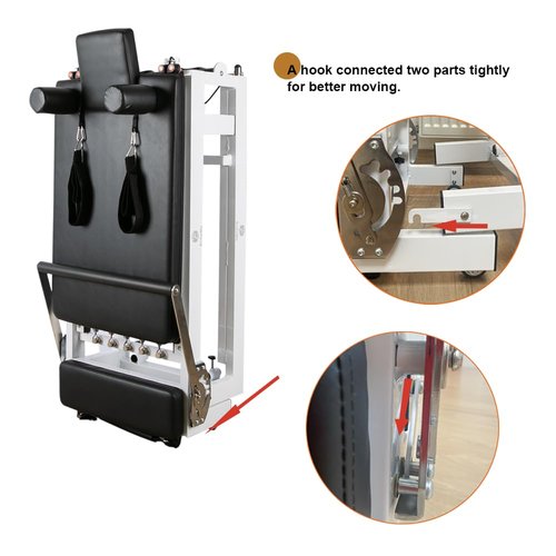 Pilates Reformer,EchoMe Foldable Reformer Pilates Machine for Home Use, with Alloy Resistance Springs, Pilates Equipment for Home Workouts with Jump Board, feet Strap,up to 400lb Longer Size(White)