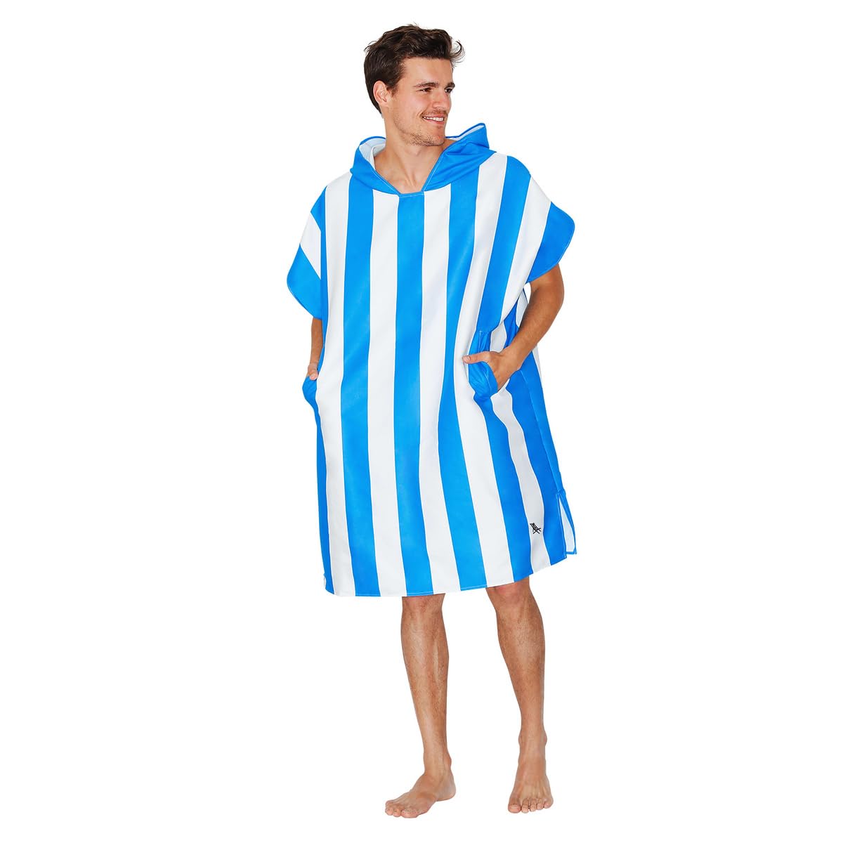 Dock & Bay Adult Beach Poncho - Hooded Towel with Deep Pockets - for Beach & Pool - Super Absorbent, Quick Dry - Cabana - Bondi Blue, Large (105x80cm, 41x31)