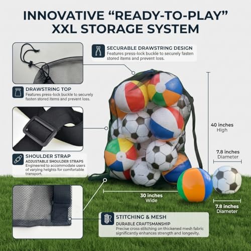 Outdoor Family Game Set with 16 Balls and Storage Bag - Blue+Yellow