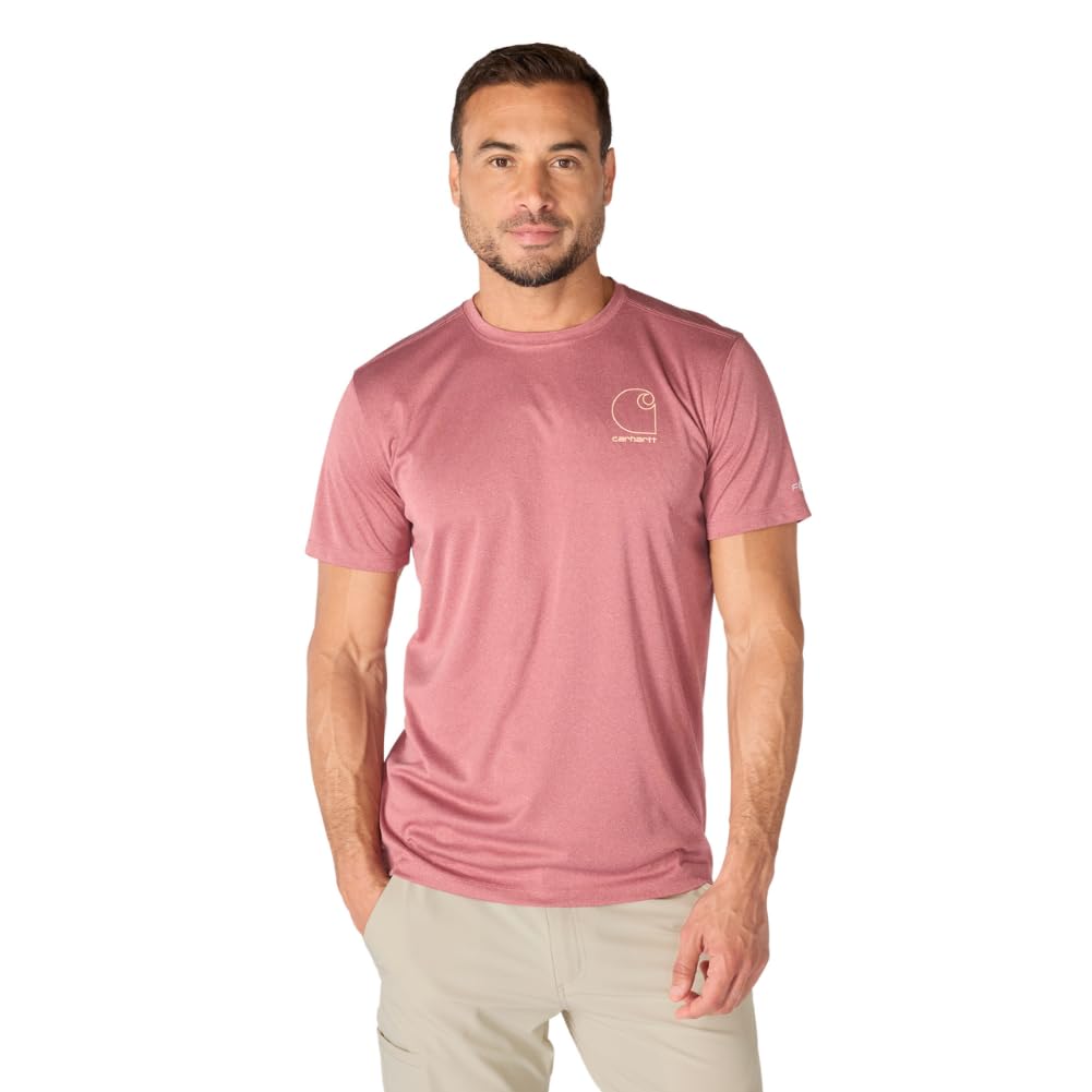 Carhartt Men's Force Sun Defender Lightweight Short-Sleeve Logo Graphic T-Shirt, Amber Terrain Heather, Large