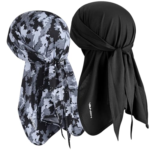 Bandanas Skull Cap for Men Women 3-in-1 Breathable Helmet Liner Neck Widening UV Sun Protection Neck Drape Do Rag Cycling Cap