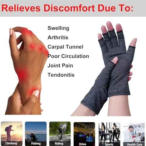 2 Pairs Premium Bamboo Gloves, One Compres Bamboo Arthritis Gloves for Women Men,Fingerless Design, Breathable Fabric,4pcs Size M