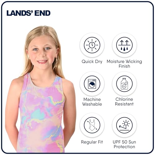 Lands' End Girls' Swimwear UPF 50 One Piece Swim Suit (XS-XL)