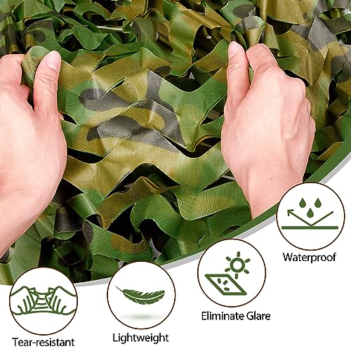 Woodland Camo Netting 10x10ft (3m x 3m) - 150D Polyester Hunting Camouflage Net
