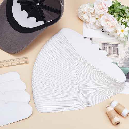 FINGERINSPIRE 50 Pcs Baseball Caps Inserts Shapers 3.7x11.2inch White Baseball Caps Inserts Universal Cap Inner Liner Cardboard Hat Support Brim Holder for Fitted Ball Sports Cap Insert