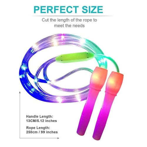 LED Light Up Jump Rope for Kids, Colorful Skipping Rope with Rubber Handle & Grip, Lightweight Glowing Skipping Rope, Kids Gifts for Fitness and Workout