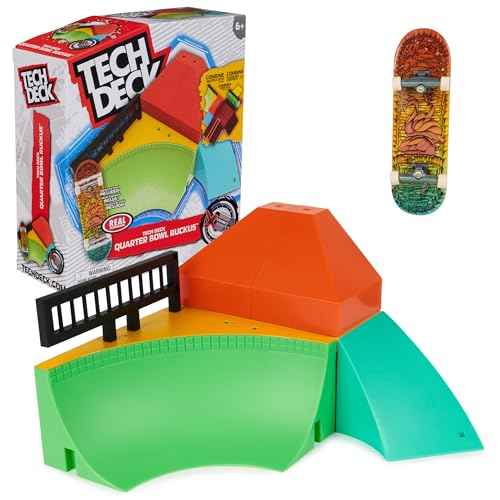 Tech Deck, Quarter Bowl Ruckus X-Connect Park Creator, Customizable and Buildable Ramp Set with Exclusive Fingerboard, Kids Toy for Ages 6 and up