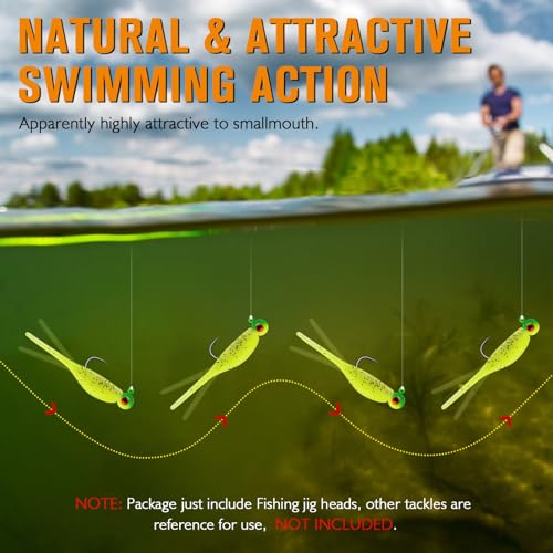 1/4oz Glow Fishing Jig Heads with 3D Eye - Crappie & Walleye Tackle 25pcs