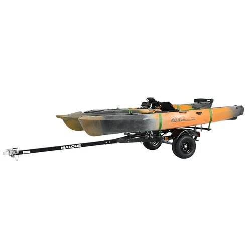 Malone MPG444LB-BLK MicroSport Off-Road LowBed 2 Kayak Trailer with 2 Bunk Kayak Carriers | 20' / 800 lbs Load Capacity | 22" Crossbar to Ground Clearance | Black Powder Coat Finish