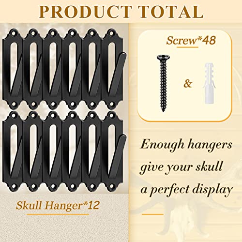 European Style Deer Skull Mount Hangers Set - Black Wall Hooks for Indoor Outdoor Display