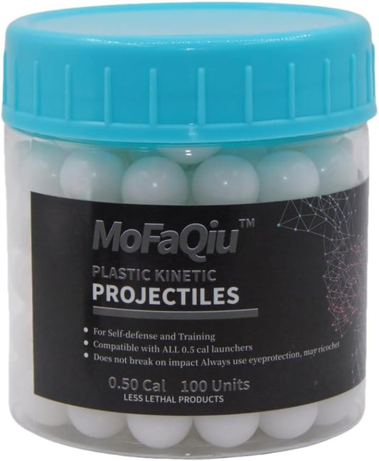 .50 Caliber Kinetic Projectiles - Reusable Hard-Solid Plastic Rounds for Training, Target Practice and Self Defense, High Precision and Smooth Surface .50 Caliber Hard Plastic Balls
