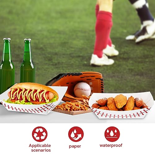 Baseball Party Food Trays 100 Pack Disposable Nacho & Hot Dog Holders 2lb