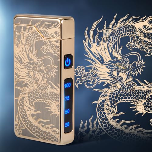 Rechargeable Plasma Dragon Lighter - Gold Variation - Wind & Splash Proof USB Electric Lighter