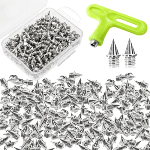 1/4 Inch Track Spikes Pack of 240 with Spike Wrench & Storage Box - Steel Cross Country Spikes