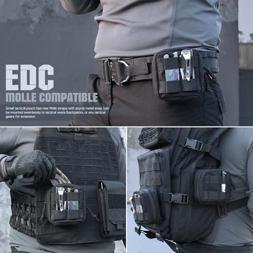 Black 2 Pack Small Molle Pouch Mini Tactical EDC Belt Organizer