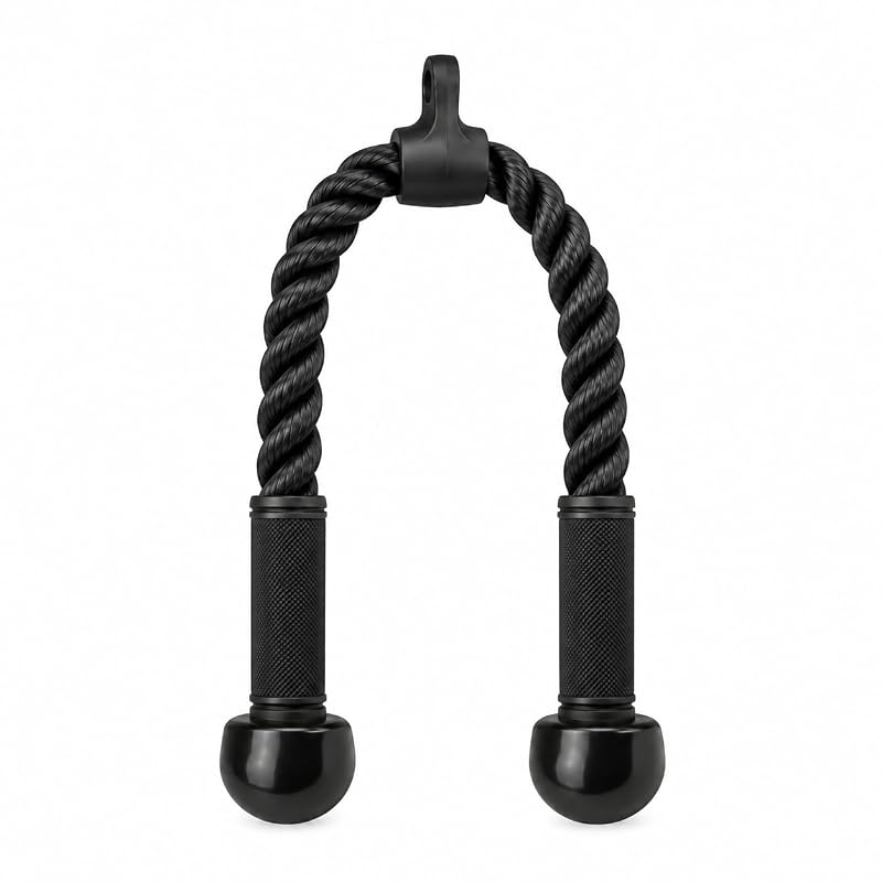 Tricep Rope Cable Attachment with Non-Slip Handles for Lat Pulldown & Cable Machine
