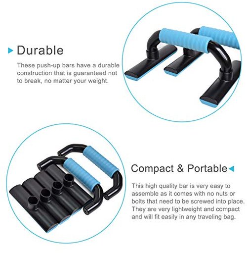 Push Up Bars Strength Training - Push Up Board Push-up Bracket Board with Non-Slip Sturdy Structure Portable for Home Fitness Training, Push Up Stands Handle for Floor Workouts (Blue)