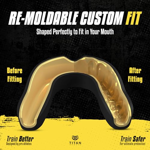 Boxing Mouth Guard Dual-Layer Boil & Bite Protective Gear - Gold, Adult 11+