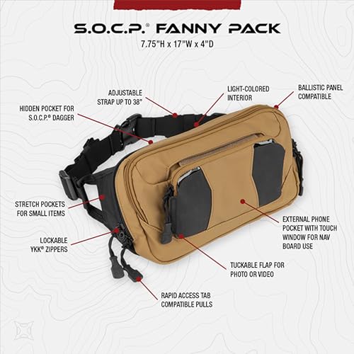 Vertx S.O.C.P. Tactical Fanny Pack, CCW Crossbody Waist Bag for Men and Women, Concealed Carry, EDC, Travel, Work