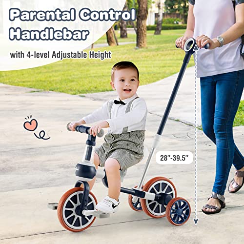 BABY JOY 4 in 1 Tricycle for Toddlers, Kids Trike Baby Balance Bike w/Adjustable Seat, Pedals & Wheels, Boy Girl Ride-on Toy