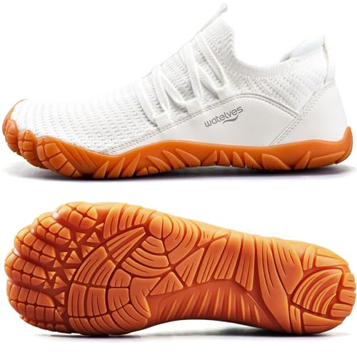 Water Shoes Men Women Wide Toe Box Slip-On Minimalist Gym Sneakers - White, 8 Women / 7 Men