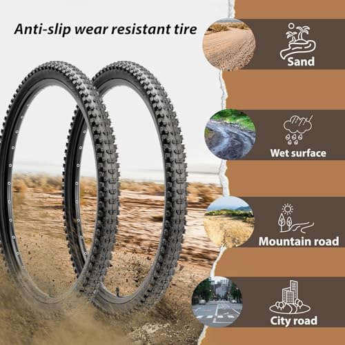 Mountain Bike Tire Set 29x2.1 Inch - 2 Pack, Tubeless Ready, Durable Rubber