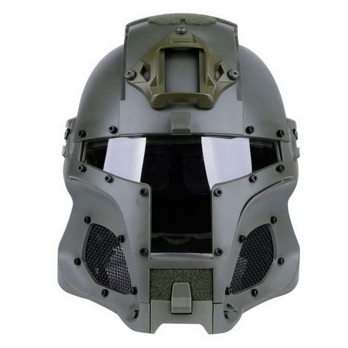 Simways Cosplay Airsoft Full Face Head Helmet Tactical Sorta-Kinda Mandalorian/Galac-Tac Airsoft Helmet with Exchangable Lens(Green)