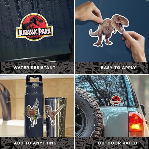 Jurassic Park Licensed Decals Set of 7 Waterproof Vinyl Stickers - Value Pack