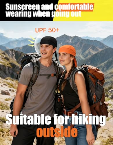Men's & Women's Doo Rags Beanie Skull Cap Bandana Headwrap - X-Small to 3XL - Black, Neon Yellow, Orange, Green