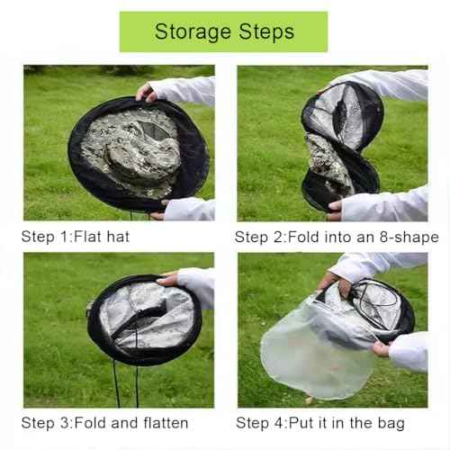 Mosquito Net Hat Adjustable Beekeeper Hat Lightweight & Foldable Bug Head Net for Outdoor Hiking Camping UV Protection Polyester Mesh for Men & Women Grey