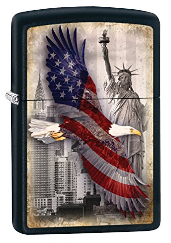 Zippo Windproof Metal Lighter Black Matte with Eagle NYC Design