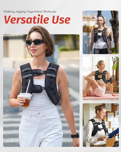16lb Weighted Vest for Workout & Running - Black - Reflective Stripe