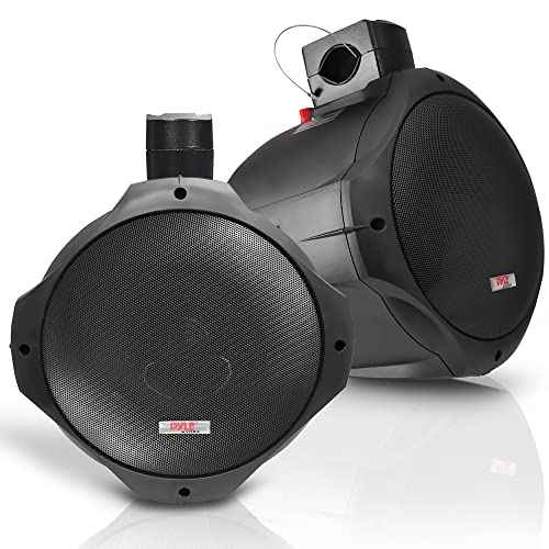 Pyle 6.5 Inch Dual Marine Speakers -2 Way IP44 Waterproof, Weather Resistant Outdoor Audio Stereo Sound System with 200 Watt Power and Poly Mica Cone and Butyl Rubber Surround -1Pair - PLMRB65 (Black)