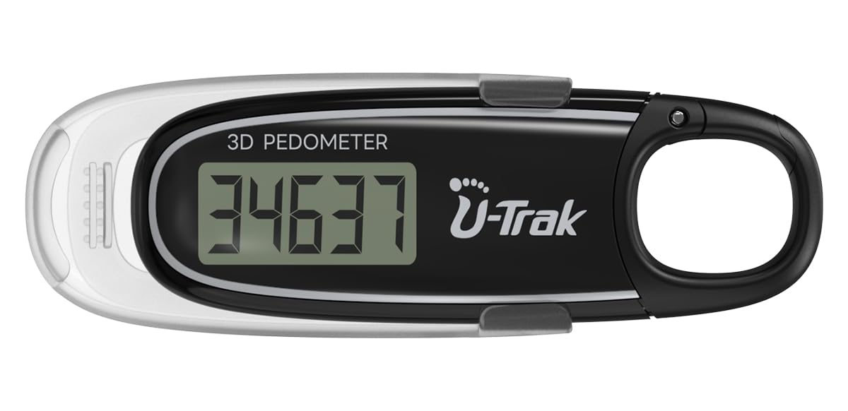 3D Pedometer for Walking with Removable Clip and Carabiner Simple Step Counter for Walking Accurate Clip On Step Tracker for Men Women Kids (Black)