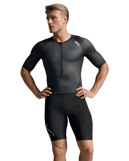 2XU Men's Core Sleeved Trisuit - Black/White - Medium