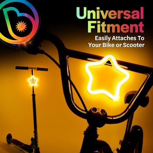 Brightz BadgeBrightz Star Shaped LED Bike Light - Cute Bike Accessories for Girls, Boys & Adults - Cool Accessory for Bikes & Scooters - Easily Attaches to Frame or Handlebar - 4.75-inch