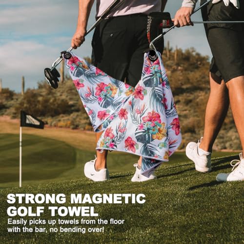 Magnetic Golf Towel with Clip - Microfiber Waffle Pattern for Men & Women - White