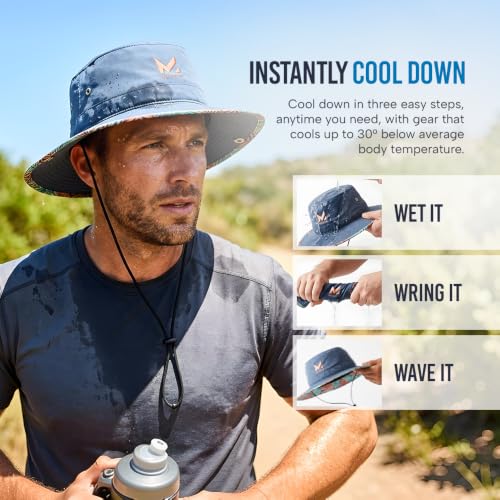 MISSION Cooling Bucket Hat - Unisex Wide-Brim Sun Hat with Wet-to-Cool Technology - Sea Palm