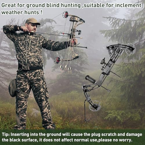 Ground Bow Holder Set with Camouflage Tape for Hunting and Archery