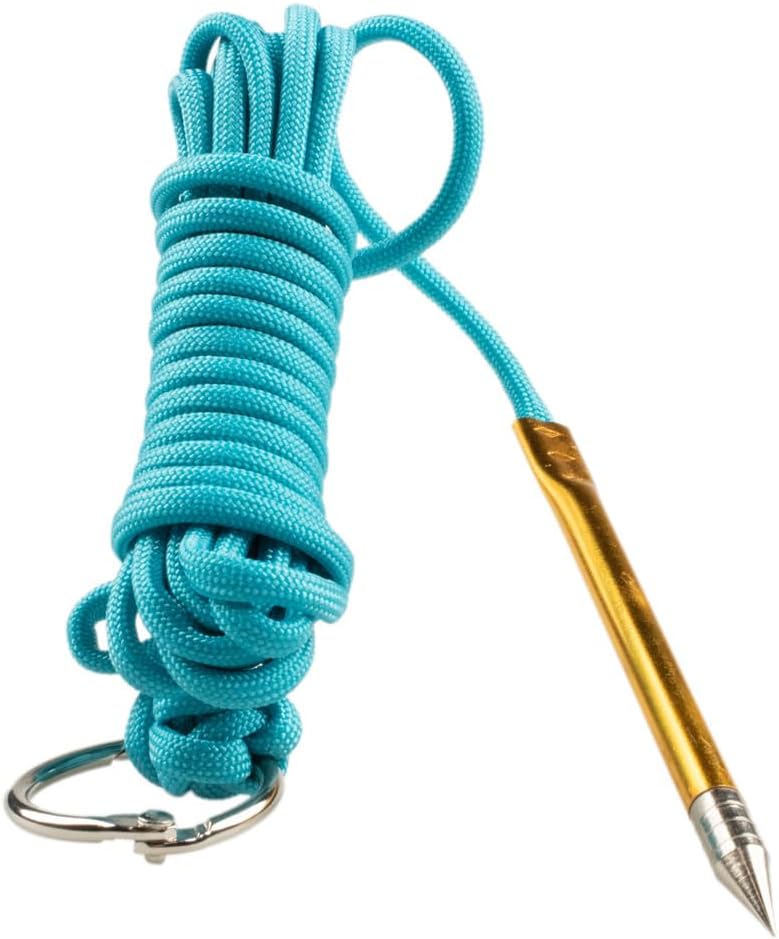 10 Foot 550lb Paracord Fishing Stringer Fish Holder with Metal Threading Needle and 1 Inch Split Ring