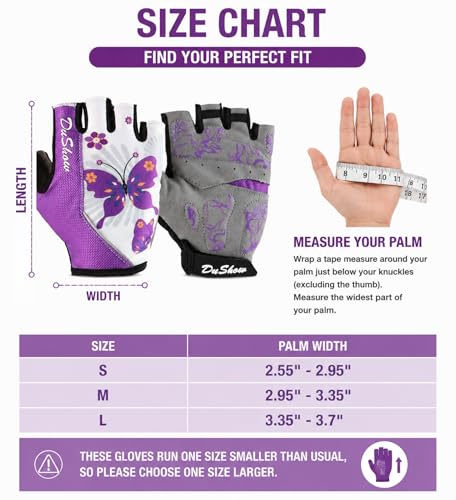 Purple Butterfly Women's Half Finger Cycling Gloves - Anti-Slip Shock Absorbing Pad