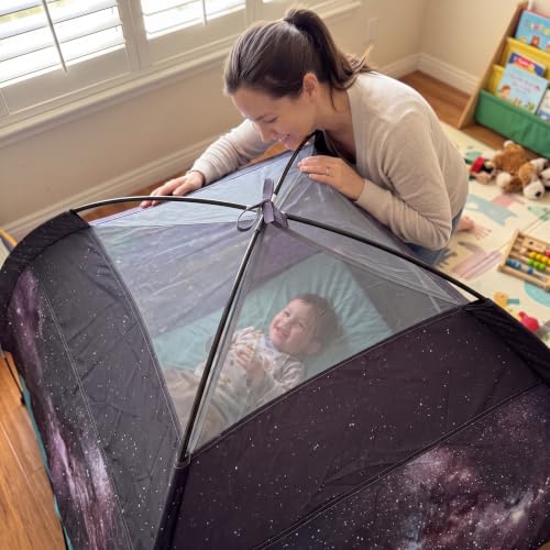 Kids Space Play Tent Indoor Galaxy Starry Dome with Mesh Top - Portable Black Galaxy Variation