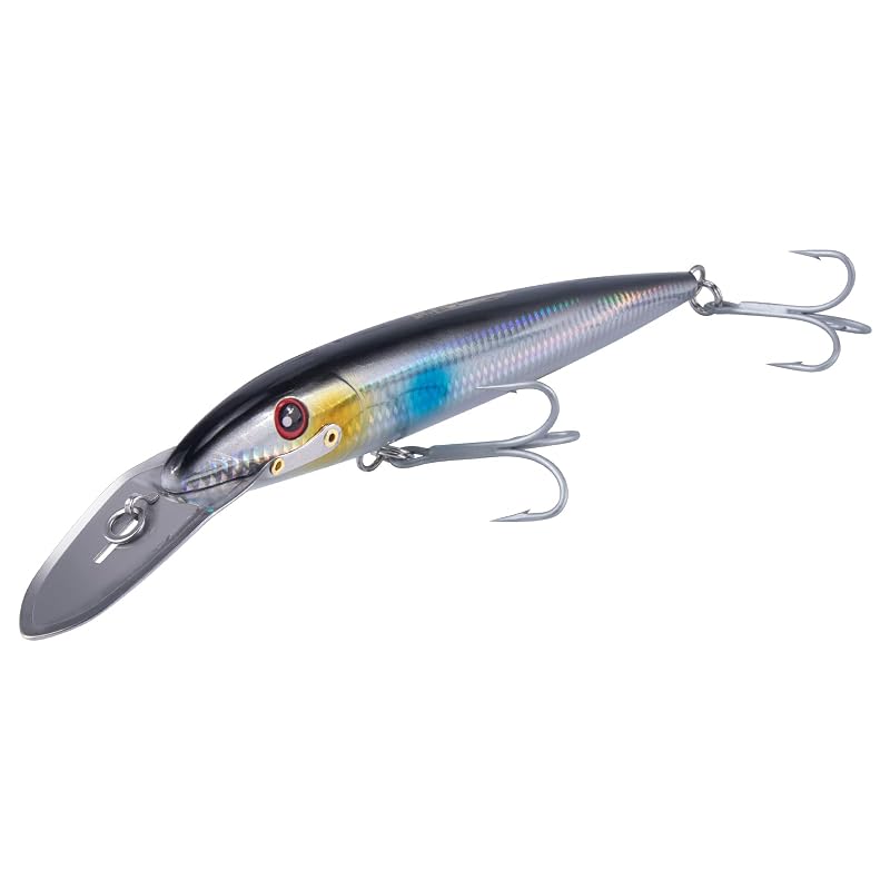 Dr.Fish 7.5in Deep Diving Saltwater Lure with VMC Treble Hooks - 13-20ft Depth, Silver Black - 1 Pack